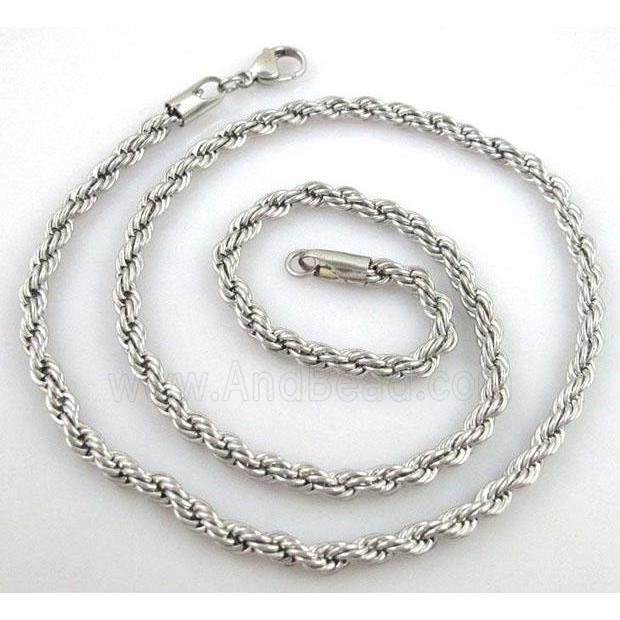 Stainless Steel Necklace, platinum plated