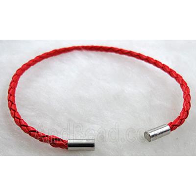 Red Leather Bracelets, magnetic clasp