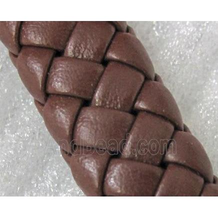PU leather Cord, coffee, braided