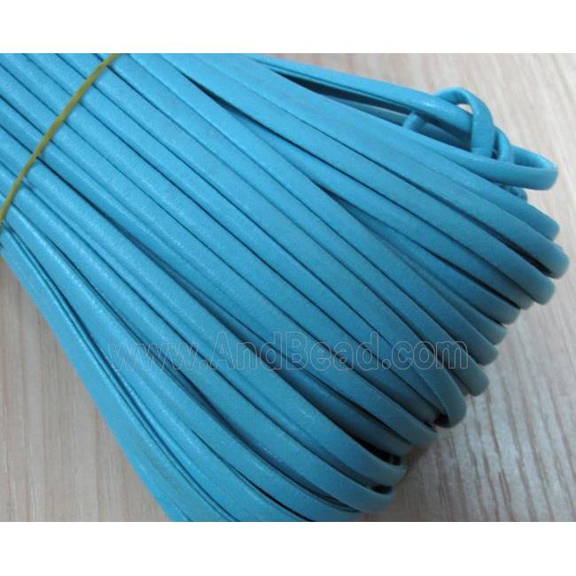 PU leather Cord, flat, blue