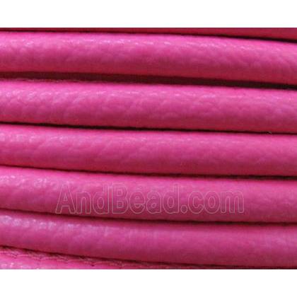 PU Leather Cord, round, hotpink