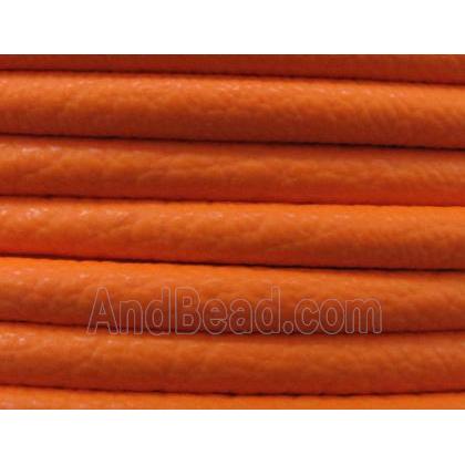 PU Leather Cord, round, orange