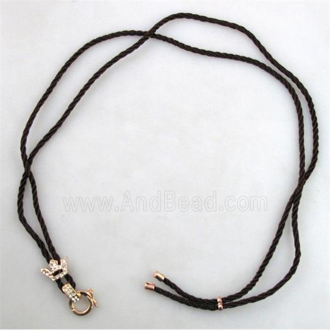 Necklace Cord, Rattail Nylon, alloy clasp with rhinestone