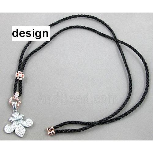 Necklace Cord, Rattail Nylon, alloy clasp with rhinestone
