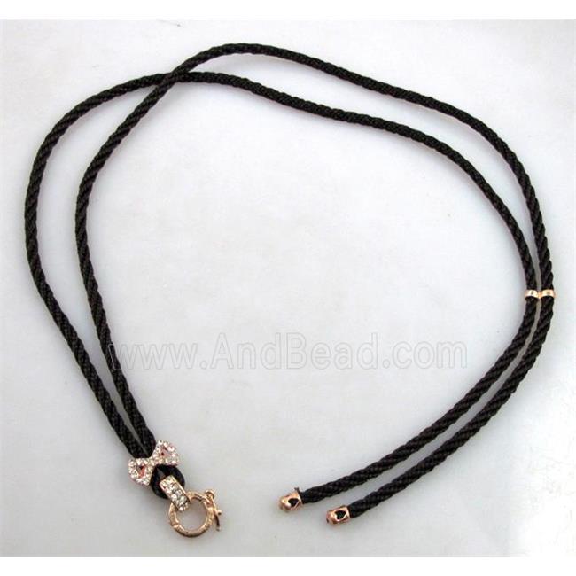 Necklace Cord, Rattail Nylon, alloy clasp with rhinestone