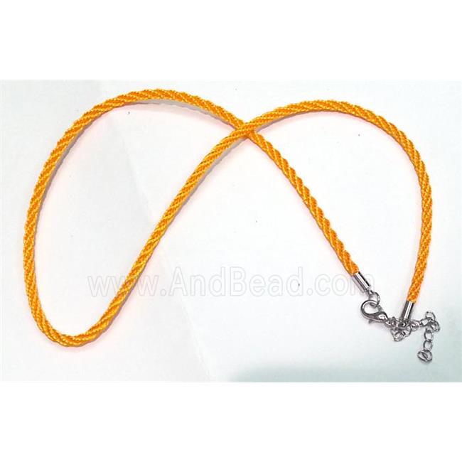 Rattail Nylon, Sennit Necklace Cord, copper connector, orange