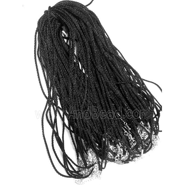 Rattail Nylon, Sennit Necklace Cord, copper connector, black