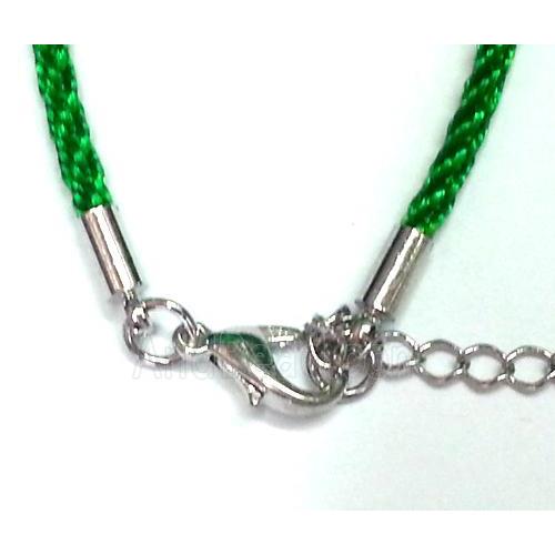 Rattail Nylon, Sennit Necklace Cord, copper connector, green