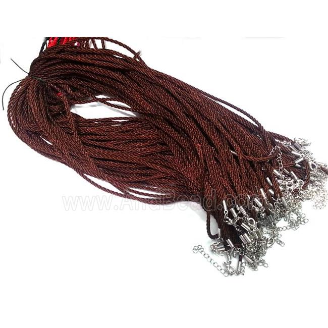 Rattail Nylon, Sennit Necklace Cord, copper connector, coffee