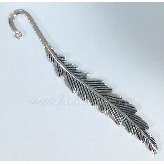 Tibetan Silver feather Bookmark, lead free and nickel free