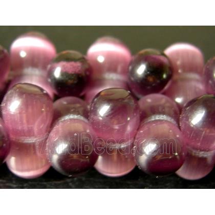 Cats eye beads, peanut, purple