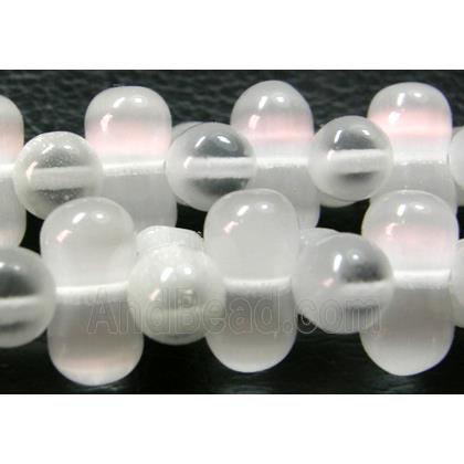 Cats eye beads, peanut, White