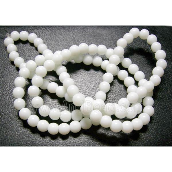 round Glass Beads, milk white