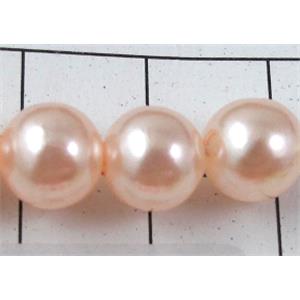 pearlized plastic beads, round, lt.pink, 8mm dia, approx 1900pcs