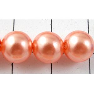 pearlized plastic beads, round, pink, 8mm dia, approx 1900pcs