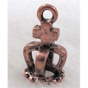 Crowns Charms, Tibetan Silver Non-Nickel, red copper, 8x15mm