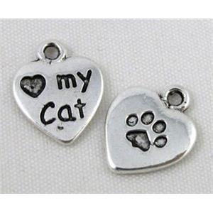 My Cat Paw, Tibetan Silver pendant non-nickel, 15x12mm