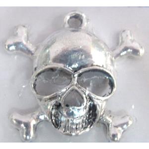 Tibetan Silver skull pendants, Lead free and nickel Free, 31x29mm
