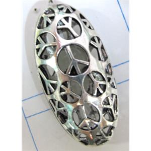 Tibetan Silver beads, Non-Nickel, 39x20mm