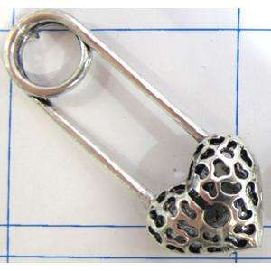 Hollow Tibetan Silver pendant, lead free and nickel free, 51x20mm
