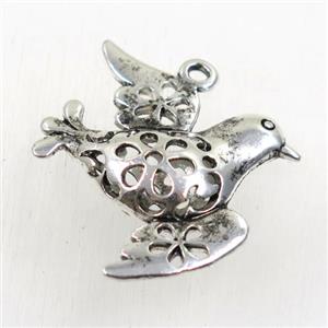 Hollow Tibetan Silver bird pendant, lead free and nickel free, 33x31mm