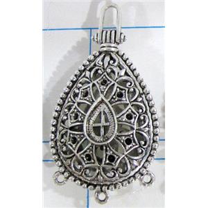 Hollow Tibetan Silver pendant, lead free and nickel free, 29x42mm
