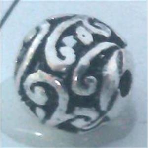 Round tibetan silver bead, lead free and nickel free, approx 11mm dia
