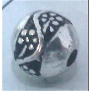 Round tibetan silver bead, lead free and nickel free, approx 11mm dia