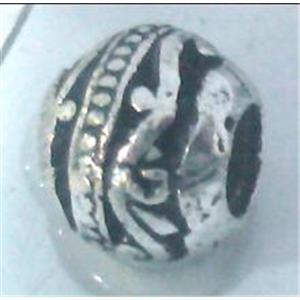 Tibetan Silver Beads, hollow, lead free and nickel free, approx 11mm dia, 4.5mm hole