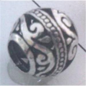 Tibetan Silver Beads, hollow, lead free and nickel free, approx 11mm dia, 4.5mm hole