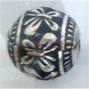 round tibetan silver beads, hollow, lead free and nickel free, approx 15mm dia