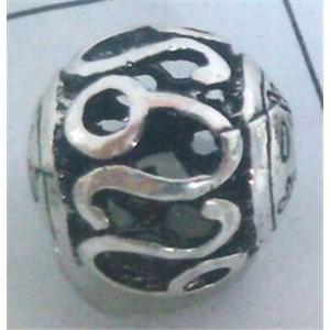 round tibetan silver beads, hollow, lead free and nickel free, approx 9mm dia