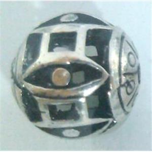 round tibetan silver beads, hollow, lead free and nickel free, approx 9mm dia