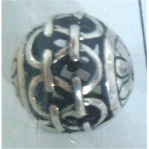 round tibetan silver beads, hollow, lead free and nickel free, approx 15mm dia