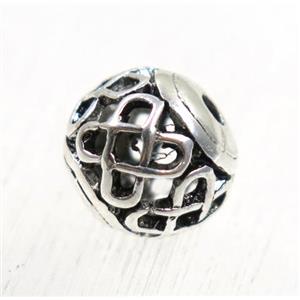 round tibetan silver beads, hollow, lead free and nickel free, approx 9mm dia