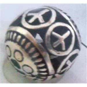 round tibetan silver beads, hollow, lead free and nickel free, approx 9mm dia