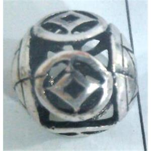 round tibetan silver beads, hollow, lead free and nickel free, approx 11mm dia