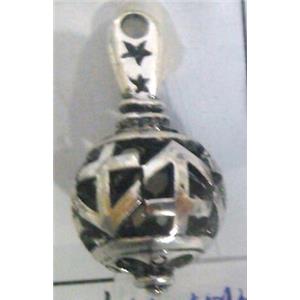 Tibetan Silver hollow pendant, lead free and nickel free, approx 11mm ball