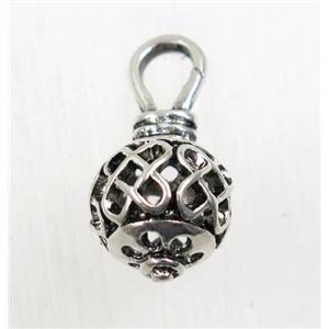 Tibetan Silver hollow pendant, lead free and nickel free, approx 11mm ball