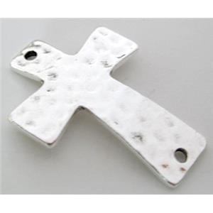 tibetan silver zinc hammered cross connector, 38x28mm