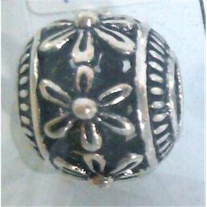 Tibetan Silver Beads, hollow, lead free and nickel free, approx 11mm dia, 5mm hole