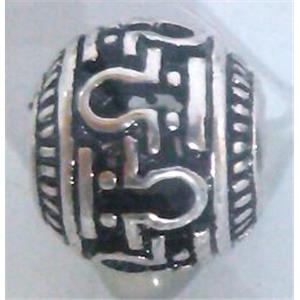 round tibetan silver hollow beads, lead free and nickel free, approx 15mm dia, 7mm hole