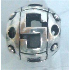 round tibetan silver hollow beads, lead free and nickel free, approx 9mm dia, 4mm hole