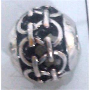 round tibetan silver hollow beads, lead free and nickel free, approx 9mm dia, 4mm hole