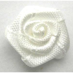 White Hand-Weave Clothing Rose Flower, 16mm diameter