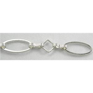 Platinum Plated Copper Chain, oval ring:8x16mm, 6x6mm