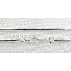 silver plated copper Necklace, snake chain, nickel free, 2mm dia, 17.8 inch length(45cm)