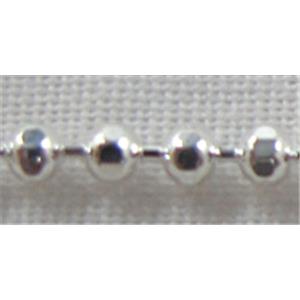 faceted round Ball Chain, copper, silver plated, 1.5mm dia