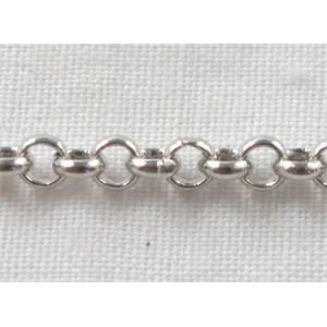 Rolo Chain, copper, plainum plated, 3.8mm dia