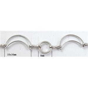 Handcraft copper chain, 10x16mm,8mm dia, silver plated